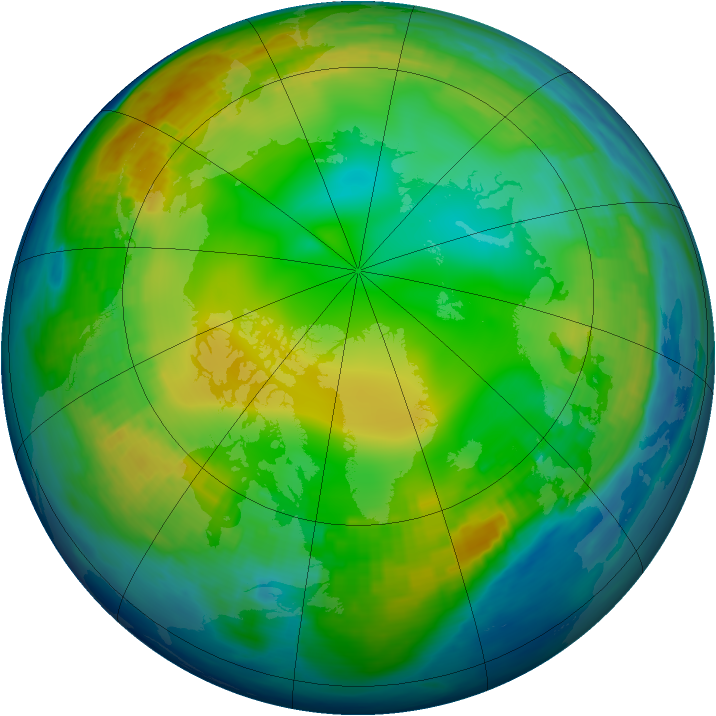 Arctic ozone map for 23 January 1993
